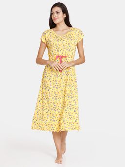 Zivame - Stickerish Knit Cotton Mid Length Nightdress - Beach Ball