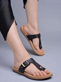 Shoetopia - Stylish Solid Black Flats for Women