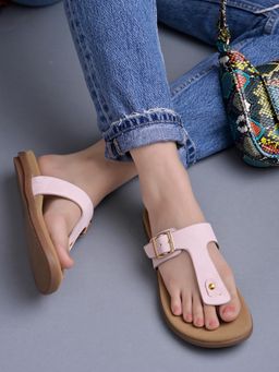 Shoetopia - Stylish Solid Pink Flats for Women