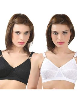 Bodycare - Full Coverage C Cup Black-White 2Pcs Bra Combo