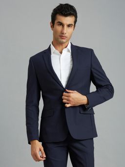 Reid & Taylor - Men Blue Single-Breasted Solid Blazer