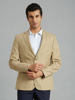 Reid & Taylor - Men Beige Single-Breasted Checks Blazer