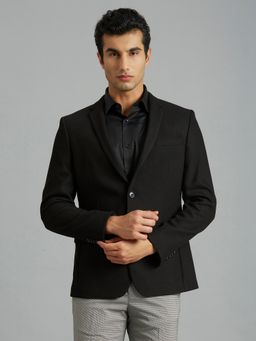 Reid & Taylor - Men Black Single-Breasted Solid Blazer