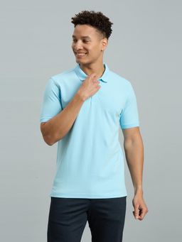 Reid & Taylor - Men Blue Solid Polo T-Shirt