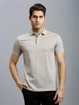 Reid & Taylor - Men Grey Textured Polo T-Shirt