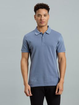 Reid & Taylor - Men Blue Solid Polo T-Shirt