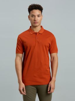 Reid & Taylor - Men Rust Solid Polo T-Shirt