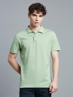 Reid & Taylor - Men Light Green Solid Polo T-Shirt