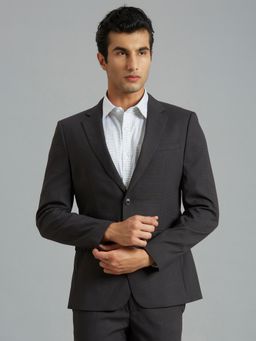 Reid & Taylor - Men Black Single-Breasted Textured Blazer