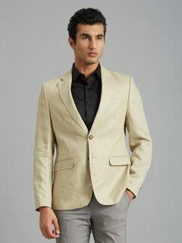 Reid & Taylor - Men Cream Single-Breasted Textured Blazer