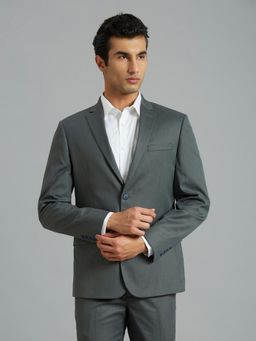Reid & Taylor - Men Grey Single-Breasted Solid Blazer