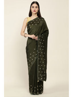 Soch - Green Silk Blend Embellished Saree