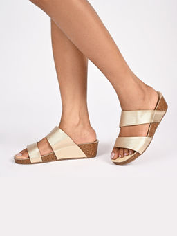 SKO - Alicante Cork Gold Wedges