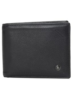 Titan - Solid Leather Bifold Wallet in Color Black