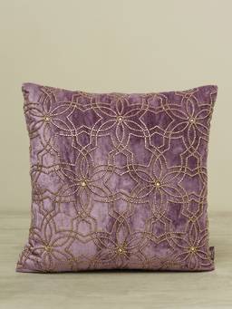 Pure Home + Living - Purple Beaded Cushion Cover (16x16 inches)
