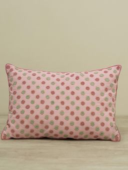 Pure Home + Living - Pink Embroidered Cotton Cushion Cover (12x18 inches)
