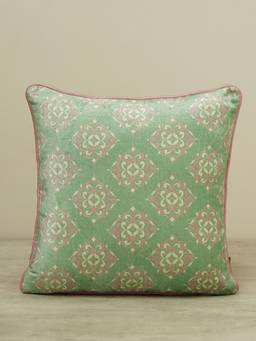 Pure Home + Living - Sage Green Printed Cushion Cover with Piping (16x16 inches)