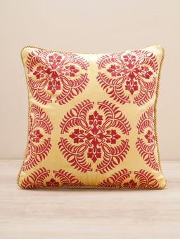 Pure Home + Living - Yellow Embroidered Cushion Cover with Satin Twisted Dori (16x16 inches)