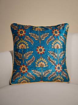 Pure Home + Living - Blue Printed Cushion Cover with Beads (18x18 inches)