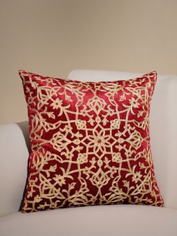 Pure Home + Living - Red Embroidered Motif Cushion Cover (16x16 inches)