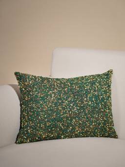 Pure Home + Living - Green Sequinned Cushion Cover (12x18 inches)