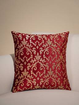 Pure Home + Living - Red Embroidered Cushion Cover (16x16 inches)