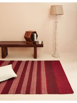 Fabindia - Red Rudhir Polyester Woven Dhurrie Floor Covering