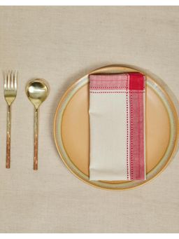 Fabindia - Natural Red Tanka Cotton Woven Napkins - Set of 6