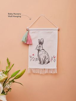 Mi Arcus - 100% Cotton Printed Wall Hanging for Baby Nursery Decor – White (30x20.5 cm)
