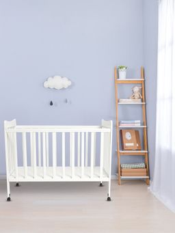 Mi Arcus - Rubber Wood Cot with 3-Level Adjustable Height, Cot Rail & Removable Wheels