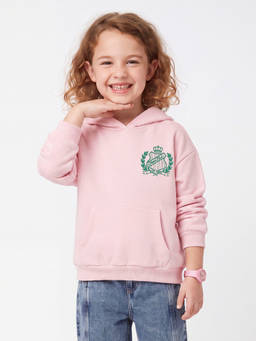 United Colors of Benetton - Pink Cotton Blend Self Design Mid Waist Hoodies