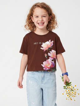 United Colors of Benetton - Brown Pure Cotton Floral Mid Waist Hoodies