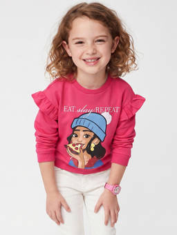 United Colors of Benetton - Pink Cotton Blend Graphic Mid Waist Sweatshirt