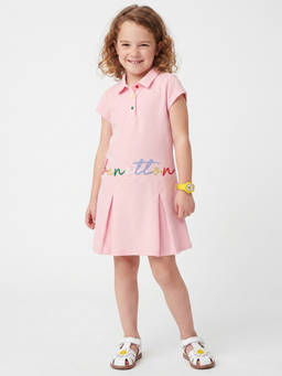 United Colors of Benetton - Pink Pure Cotton Embroidered Dress