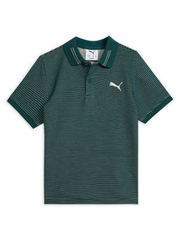 Puma - Green Cotton Stripes Polo T-Shirt