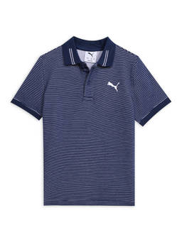 Puma - Blue Cotton Stripes Polo T-Shirt