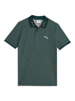 Puma - Green Cotton Stripes Polo T-Shirt