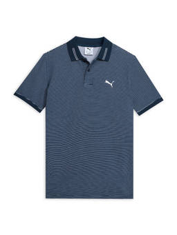 Puma - Blue Cotton Stripes Polo T-Shirt