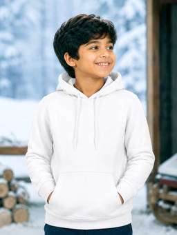 KiddoPanti - White Fleece Graphic Hoodies