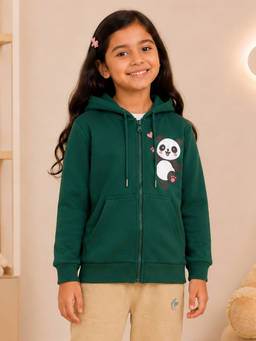 KiddoPanti - Green Fleece Graphic Hoodies