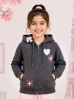 KiddoPanti - Grey Fleece Graphic Hoodies
