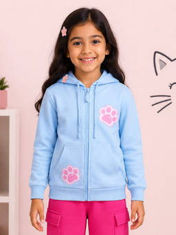 KiddoPanti - Blue Fleece Graphic Hoodies