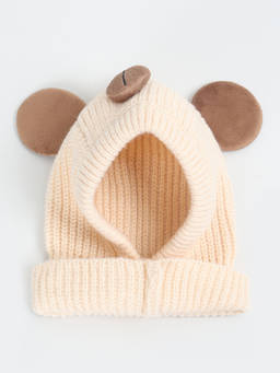 max - Beige Polyester Solid/Plain Beanie