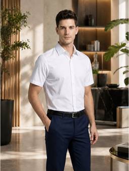 Turtle - Men Pure Cotton Slim Fit Solid White Formal Shirt