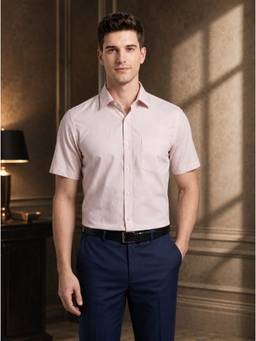 Turtle - Men Pure Cotton Slim Fit Solid Pink Formal Shirt