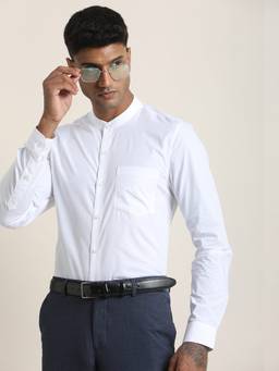 Turtle - Men Pure Cotton Slim Fit Solid White Formal Shirt