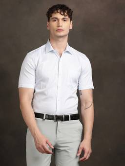 Turtle - Men Pure Cotton Slim Fit Printed Light Blue Formal Shirt