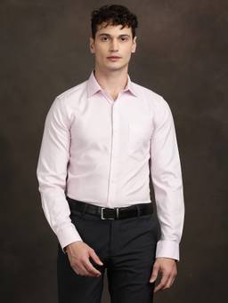 Turtle - Men Pure Cotton Slim Fit Dobby/Structure Light Pink Formal Shirt