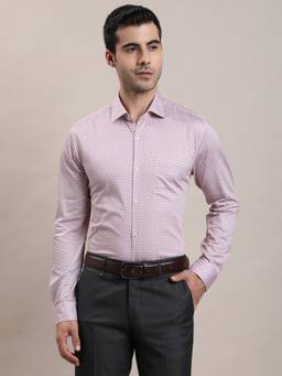 Turtle - Men Pure Cotton Slim Fit Printed Light Mauve Formal Shirt