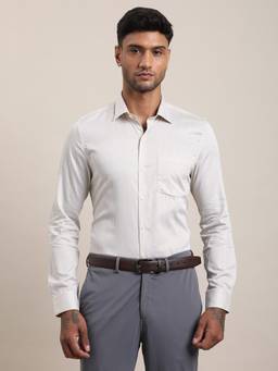 Turtle - Men Pure Cotton Slim Fit Printed Grey Formal Shirt